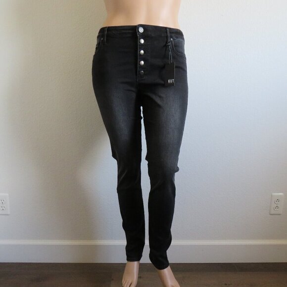 KUT from the KLOTH Jeans Women's Distressed Black Denim Skinny Plus Size 18 NWT - Picture 3 of 3